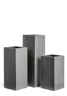 Кашпо TREEZ Effectory - Beton - Высокий куб - Тёмно-серый бетон