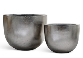 Кашпо TREEZ Effectory - Metal - Низкая конус-чаша - Стальное серебро