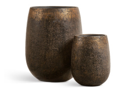 Кашпо TREEZ Effectory - Metal - Округлая чаша - Rough с золотой патиной