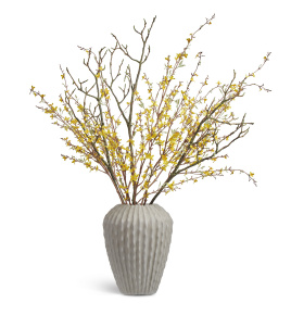 Сет № 151 - Композиция с форзицией и магнолией в кашпо Treez Effectory Moho