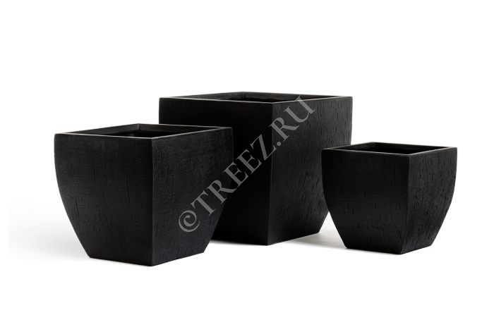 Кашпо TREEZ ERGO - серия Cork - Трапеция-чаша - Антрацит фото