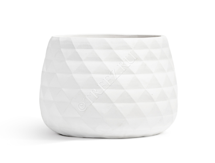 Кашпо TREEZ ERGO - Diamond - Низкая чаша - Белый камень фото