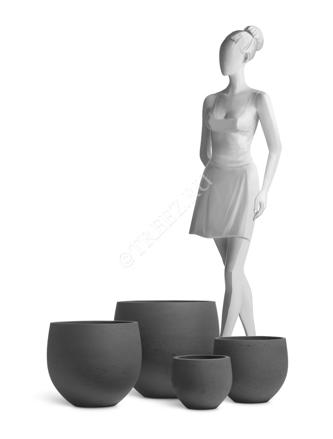 Кашпо TREEZ ERGO - Concrete - Чаша - Тёмно-серый бетон фото