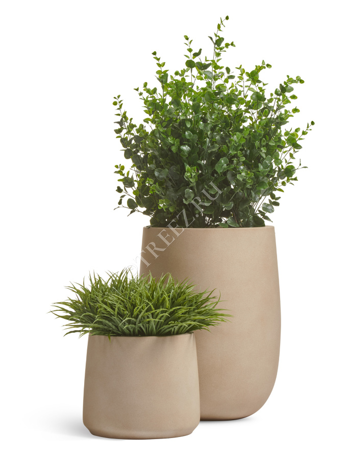 Кашпо TREEZ ERGO - Fine Rock - Чаша Cone - Песок тёплый беж фото