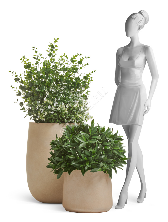 Кашпо TREEZ ERGO - Fine Rock - Чаша Cone - Песок тёплый беж фото