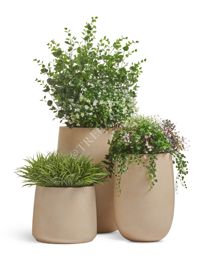 Кашпо TREEZ ERGO - Fine Rock - Чаша Cone - Песок тёплый беж фото