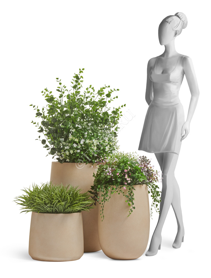 Кашпо TREEZ ERGO - Fine Rock - Чаша Cone - Песок тёплый беж фото