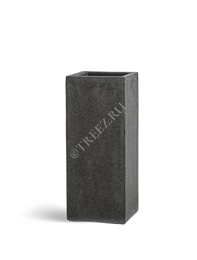 Кашпо TREEZ Effectory - Stone - Высокий куб - Тёмно-серый камень фото
