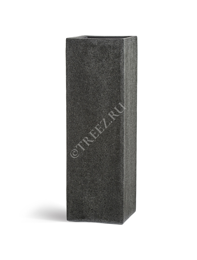 Кашпо TREEZ Effectory - Stone - Высокий куб - Тёмно-серый камень фото