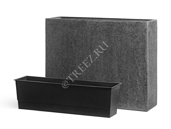 Кашпо TREEZ Effectory - Stone - Высокий Дивайдер - Тёмно-серый камень фото