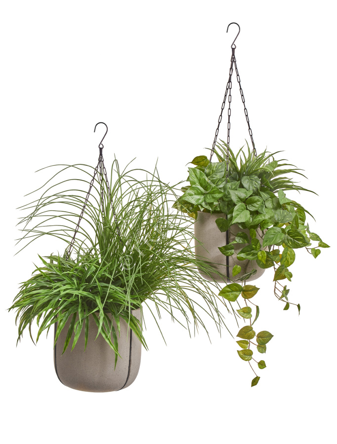 Кашпо TREEZ Effectory - Beton - Чаша подвесная - Белый песок фото