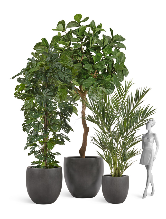 Кашпо TREEZ Effectory - Beton - Большой округлый конус - Тёмно-серый бетон фото