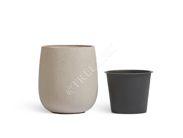 Кашпо TREEZ Effectory - Beton - Design-Чаша - Белый песок фото