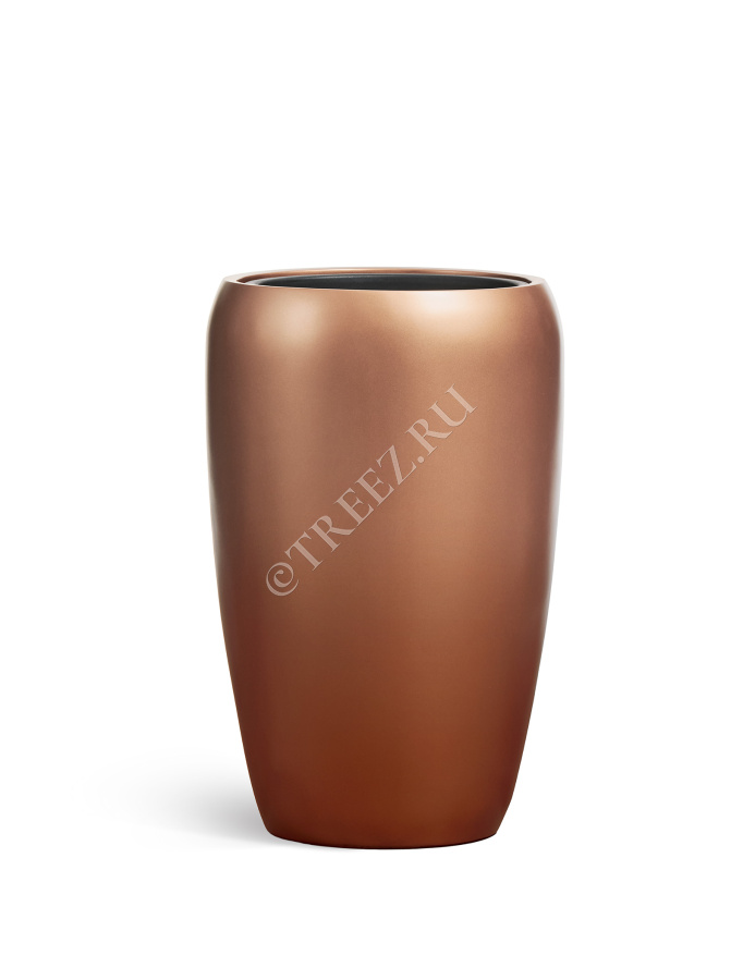 Кашпо TREEZ Effectory - Metal - Высокий округлый конус - Лаковое тёмное золото фото
