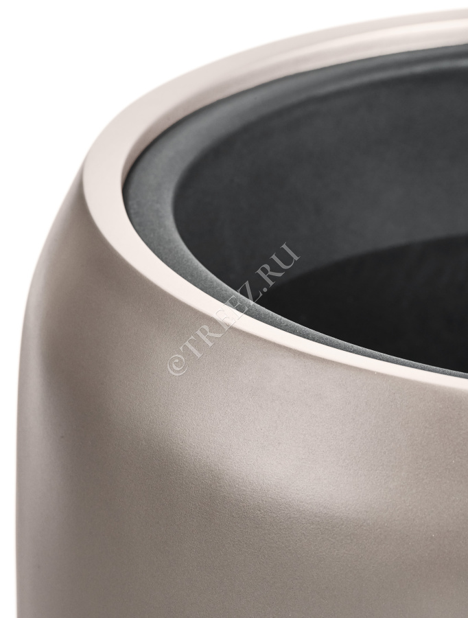 Кашпо TREEZ Effectory - Metal - Высокий округлый конус - Лаковое тёмное серебро фото
