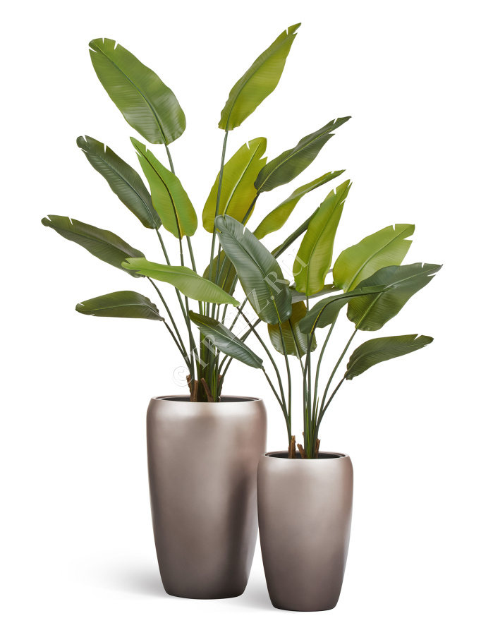 Кашпо TREEZ Effectory - Metal - Высокий округлый конус - Лаковое тёмное серебро фото