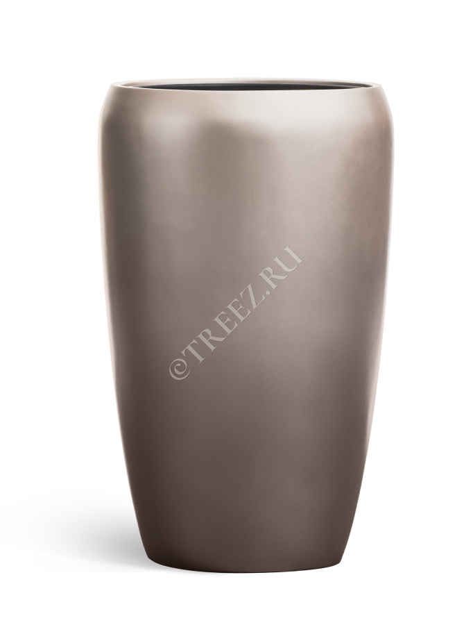 Кашпо TREEZ Effectory - Metal - Высокий округлый конус - Лаковое тёмное серебро фото