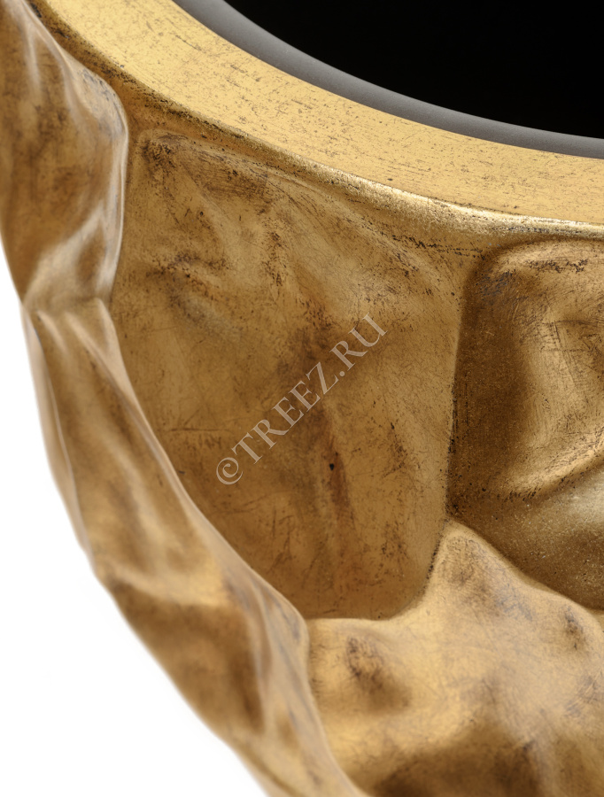 Кашпо TREEZ Effectory - Metal - Округлая чаша Design Crumple - Сусальное золото фото