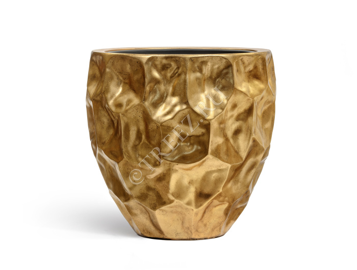 Кашпо TREEZ Effectory - Metal - Округлая чаша Design Crumple - Сусальное золото фото