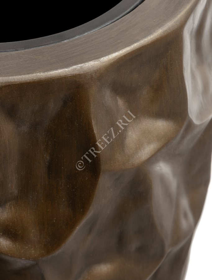 Кашпо TREEZ Effectory - Metal - Округлая чаша Design Crumple - Чернёная бронза фото