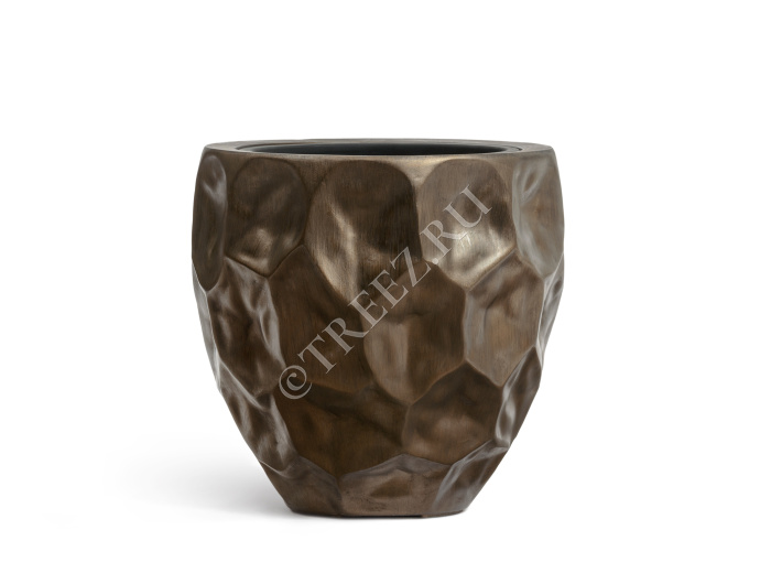 Кашпо TREEZ Effectory - Metal - Округлая чаша Design Crumple - Чернёная бронза фото