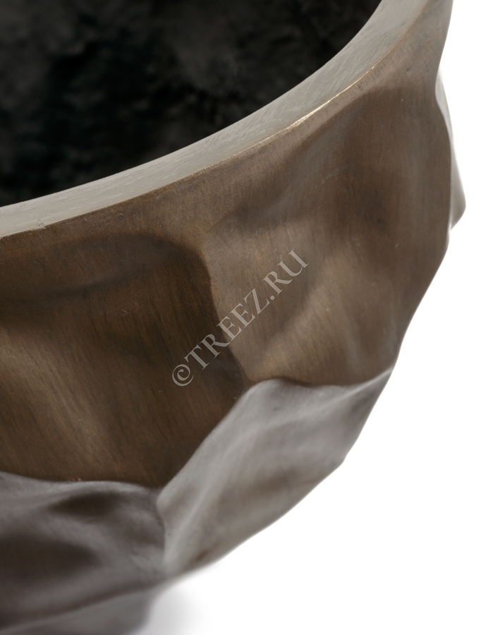 Кашпо TREEZ Effectory - Metal - Высокая лодка Design Crumple - Чернёная бронза фото