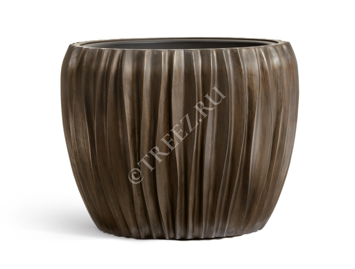 Кашпо TREEZ Effectory - Metal - Чаша Design Wave - Чернёная бронза фото