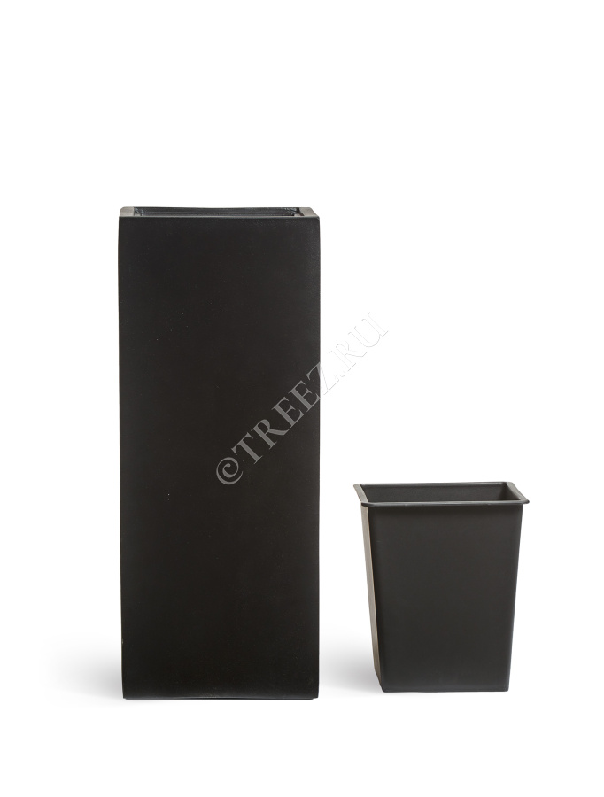 Кашпо TREEZ Effectory - Black Stone - Высокий куб - Антрацит фото