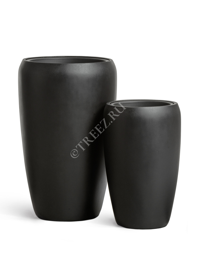 Кашпо TREEZ Effectory - Black Stone - Высокий округлый конус - Антрацит фото