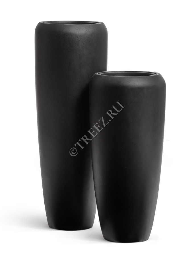 Кашпо TREEZ Effectory - Black Stone - Высокий конус Design - Антрацит фото