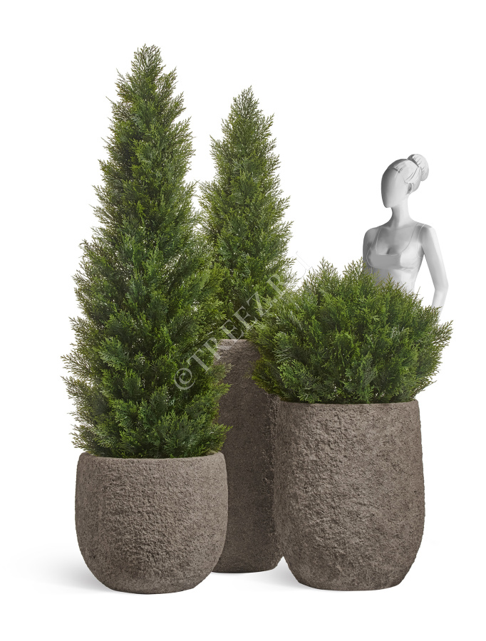 Кашпо TREEZ Effectory - Terra - Чаша middle - Серый беж фото