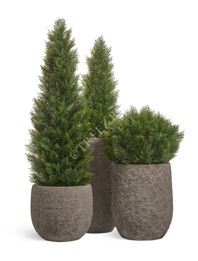 Кашпо TREEZ Effectory - Terra- Высокий конус - Серый беж фото