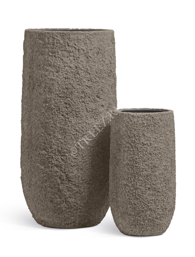 Кашпо TREEZ Effectory - Terra- Высокий конус - Серый беж фото