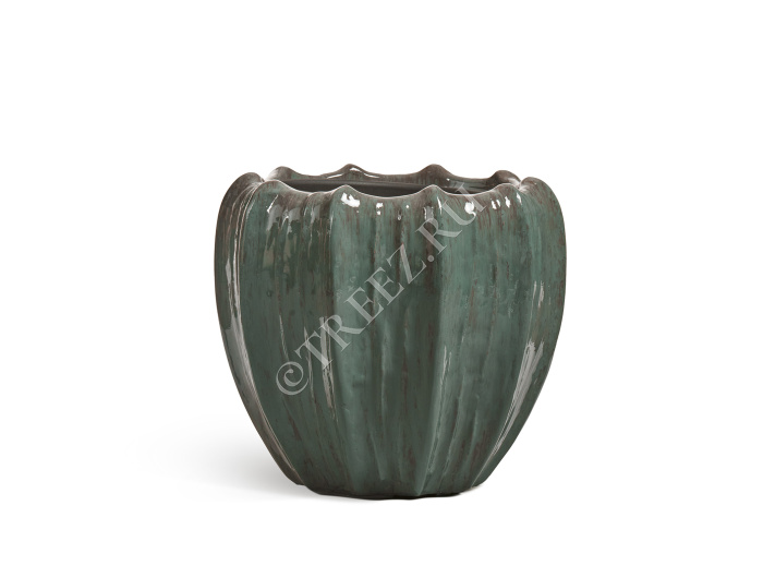 Кашпо TREEZ Effectory - Aura - Чаша - Изумрудный лак фото