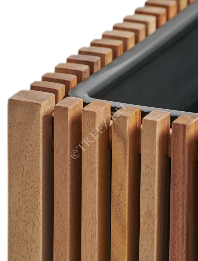 Кашпо TREEZ Effectory - Timberline - Низкий дивайдер - Тёмное дерево фото