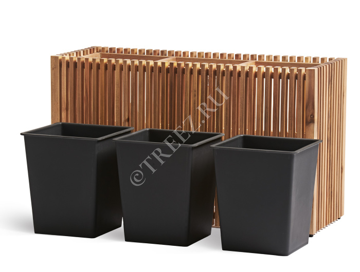 Кашпо TREEZ Effectory - Timberline - Низкий дивайдер - Тёмное дерево фото