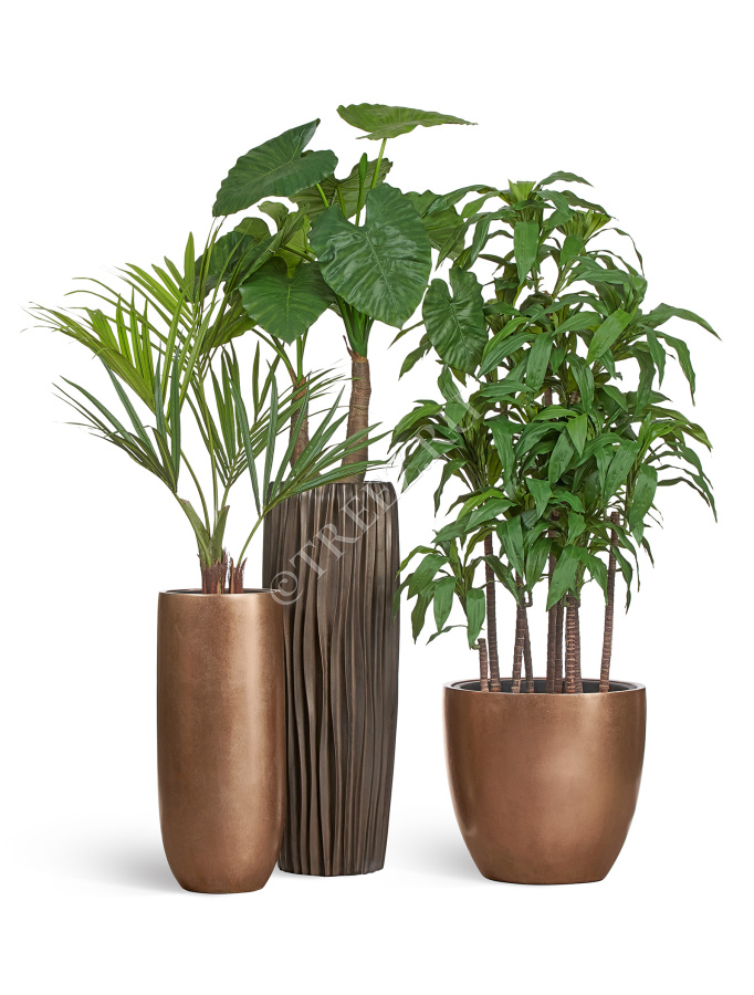 Кашпо TREEZ Effectory - Metal - Высокий округлый конус - Тёмное матовое золото фото