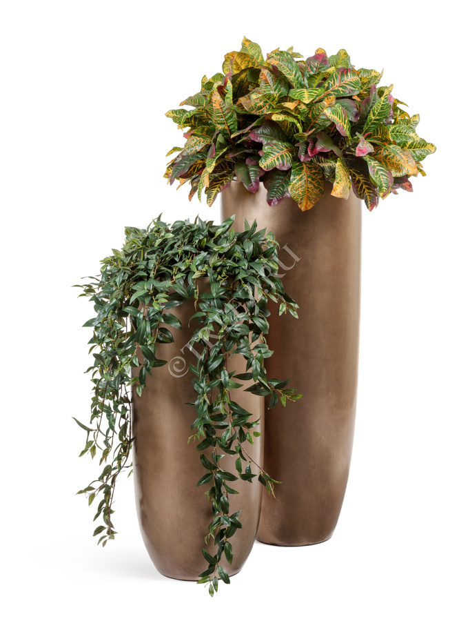 Кашпо TREEZ Effectory - Metal - Высокий округлый конус - Тёмное матовое золото фото