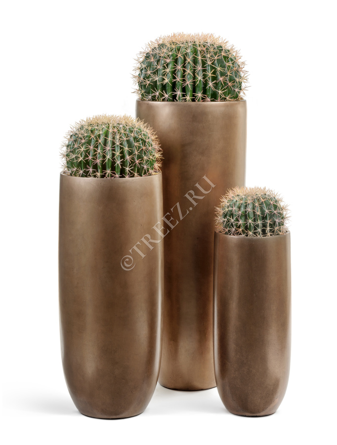 Кашпо TREEZ Effectory - Metal - Высокий округлый конус - Тёмное матовое золото фото