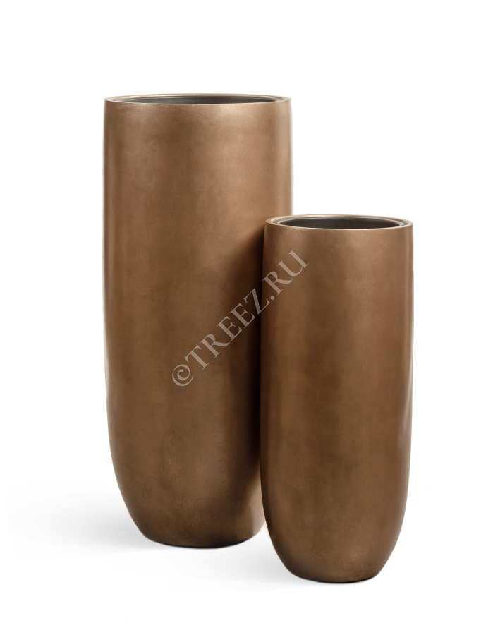 Кашпо TREEZ Effectory - Metal - Высокий округлый конус - Тёмное матовое золото фото