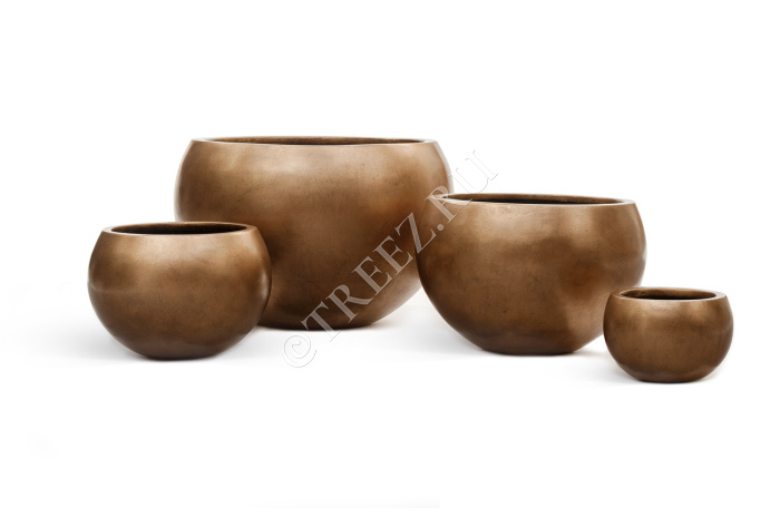 Кашпо TREEZ Effectory - Metal - Полусфера - Тёмное матовое золото фото