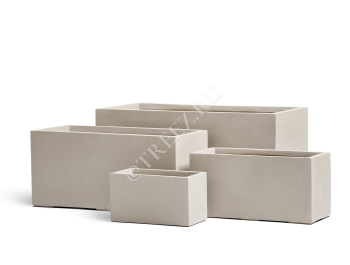 Кашпо TREEZ Effectory - Beton - Низкий прямоугольник - Белый песок фото