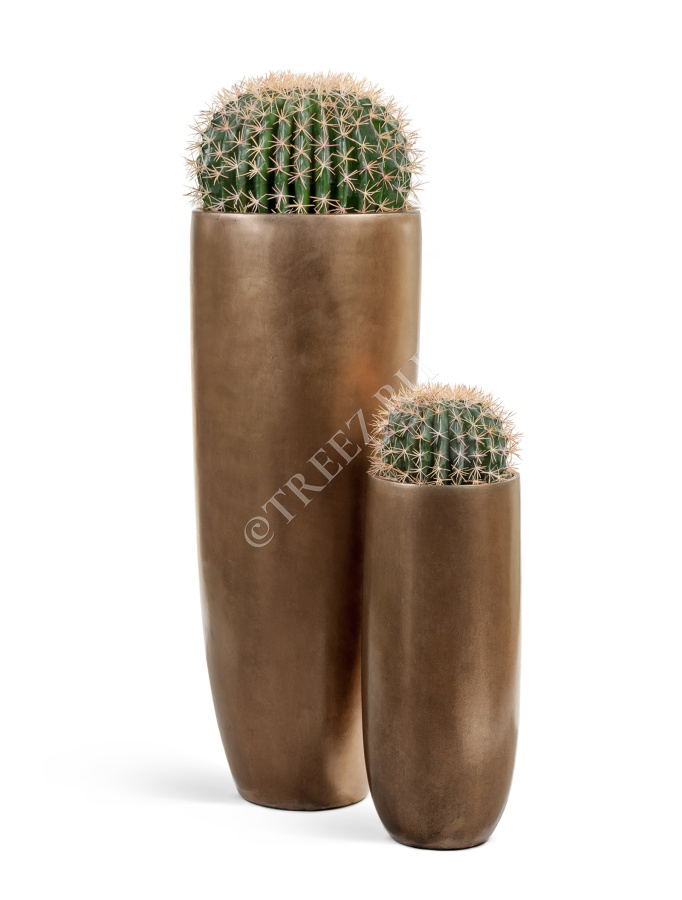 Кашпо TREEZ Effectory - Metal - Высокий конус Giant - Тёмное матовое золото фото