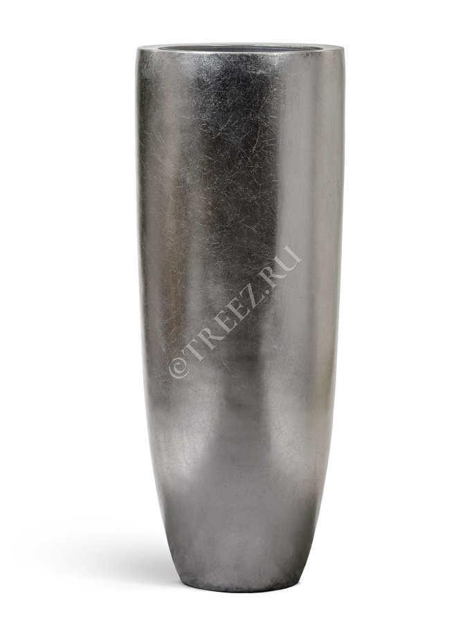 Кашпо TREEZ Effectory - Metal - Высокий конус Giant - Стальное серебро фото