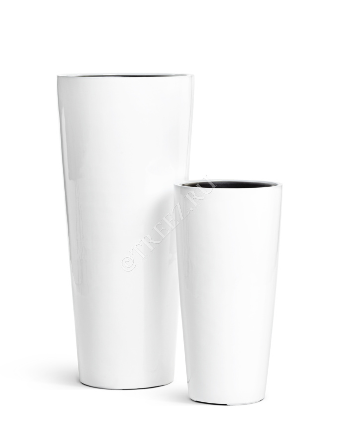 Кашпо TREEZ Effectory - Gloss - Высокий конус - Белый глянцевый лак фото