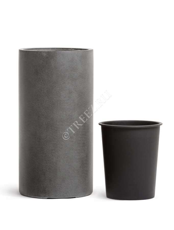 Кашпо TREEZ Effectory - Beton - Высокий цилиндр - Тёмно-серый бетон фото
