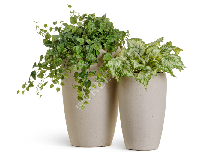 Кашпо TREEZ Effectory - Beton - Высокий округлый конус - Белый песок фото