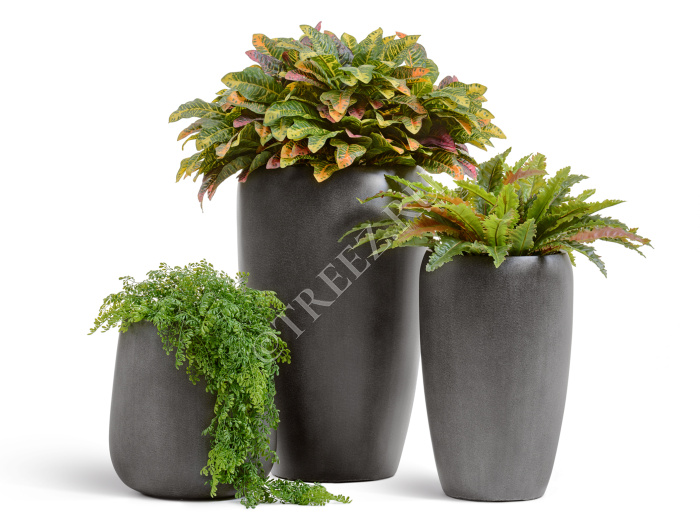 Кашпо TREEZ Effectory - Beton - Высокий округлый конус - Тёмно-серый бетон фото