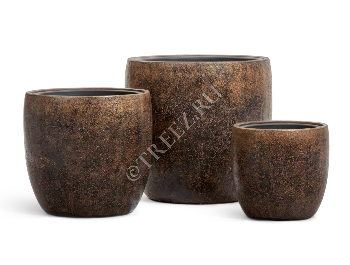 Кашпо TREEZ Effectory - Metal - Конус-чаша - Rough с золотой патиной фото