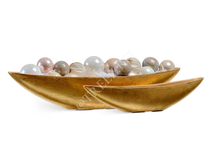 Кашпо TREEZ Effectory - Metal - Ваза-Лодка (2 размера)  - Сусальное золото фото